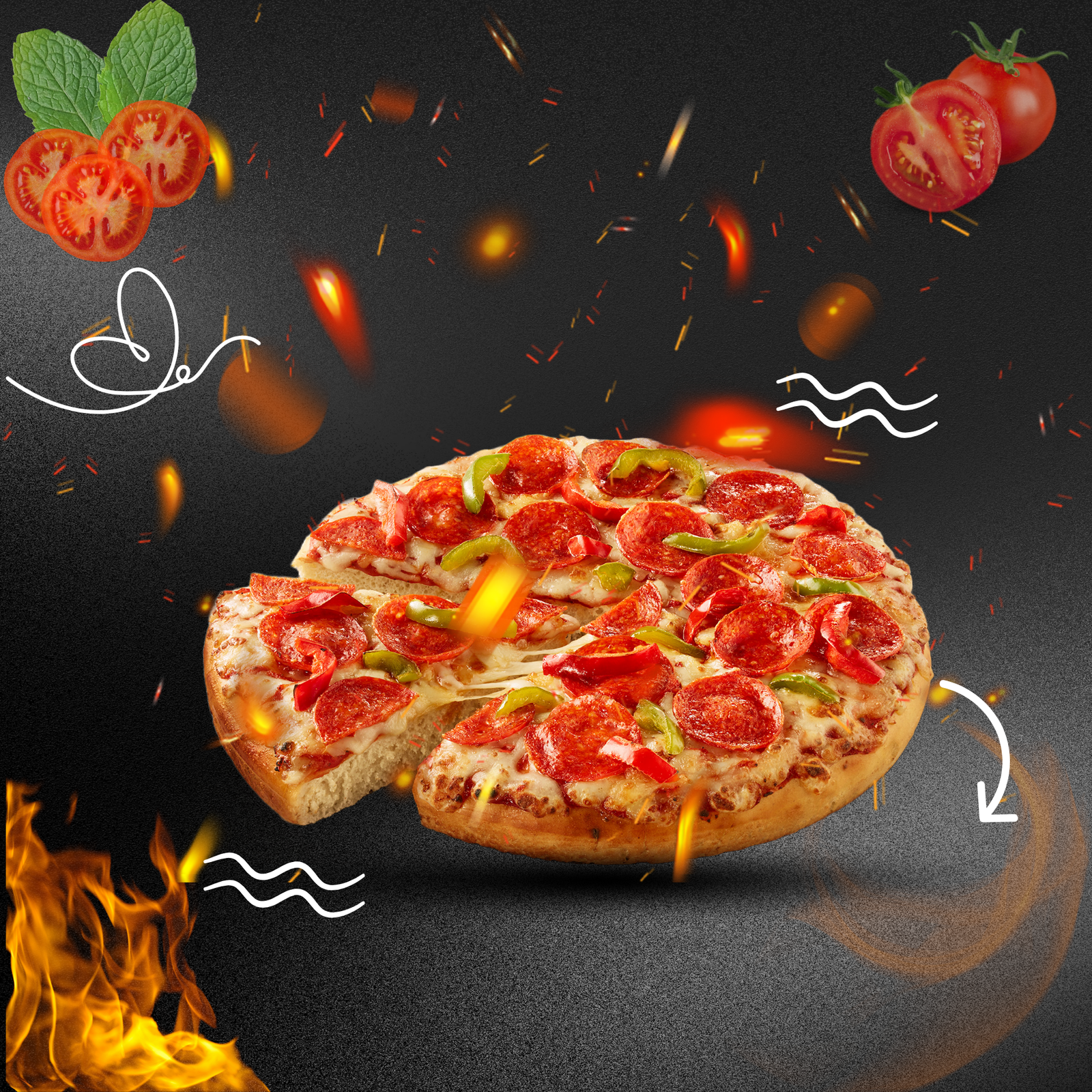 Black Modern Delicious Pizza Instagram Post